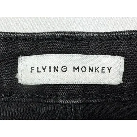Flying Monkey Women's Notched Waist Straight Leg Black Jeans - Size 30 (32x32) - Picture 5 of 6